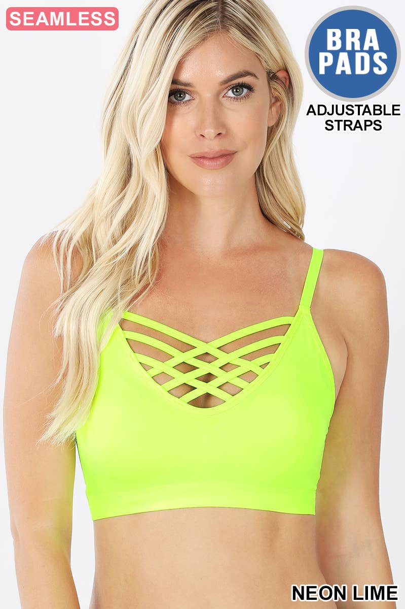 ..SI-12748 Lattice Bralette With Removable Bra Pads: GREENMINT-111326 / S/M