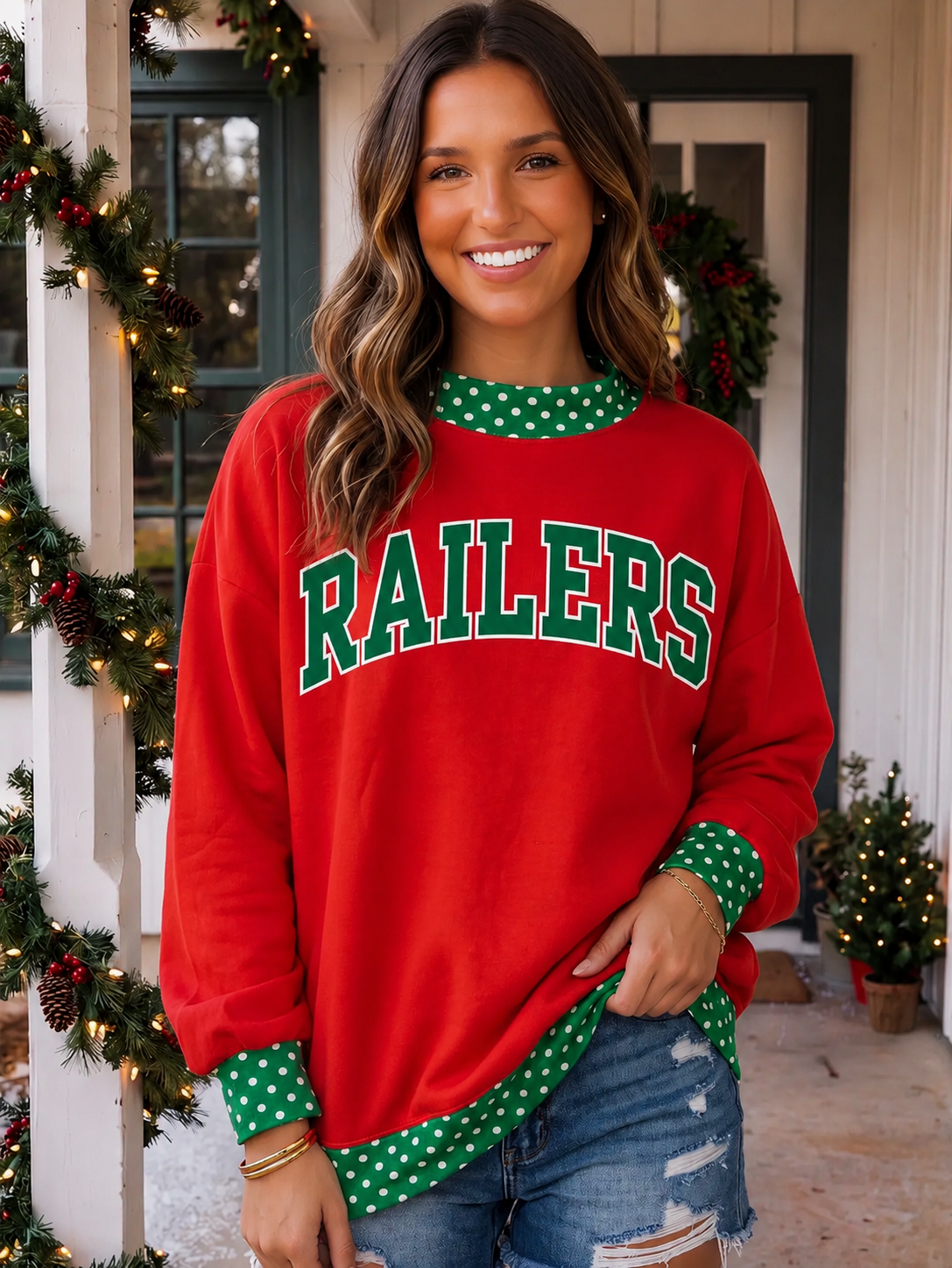 Railers Polka Dot Mock Neck Sweatshirt