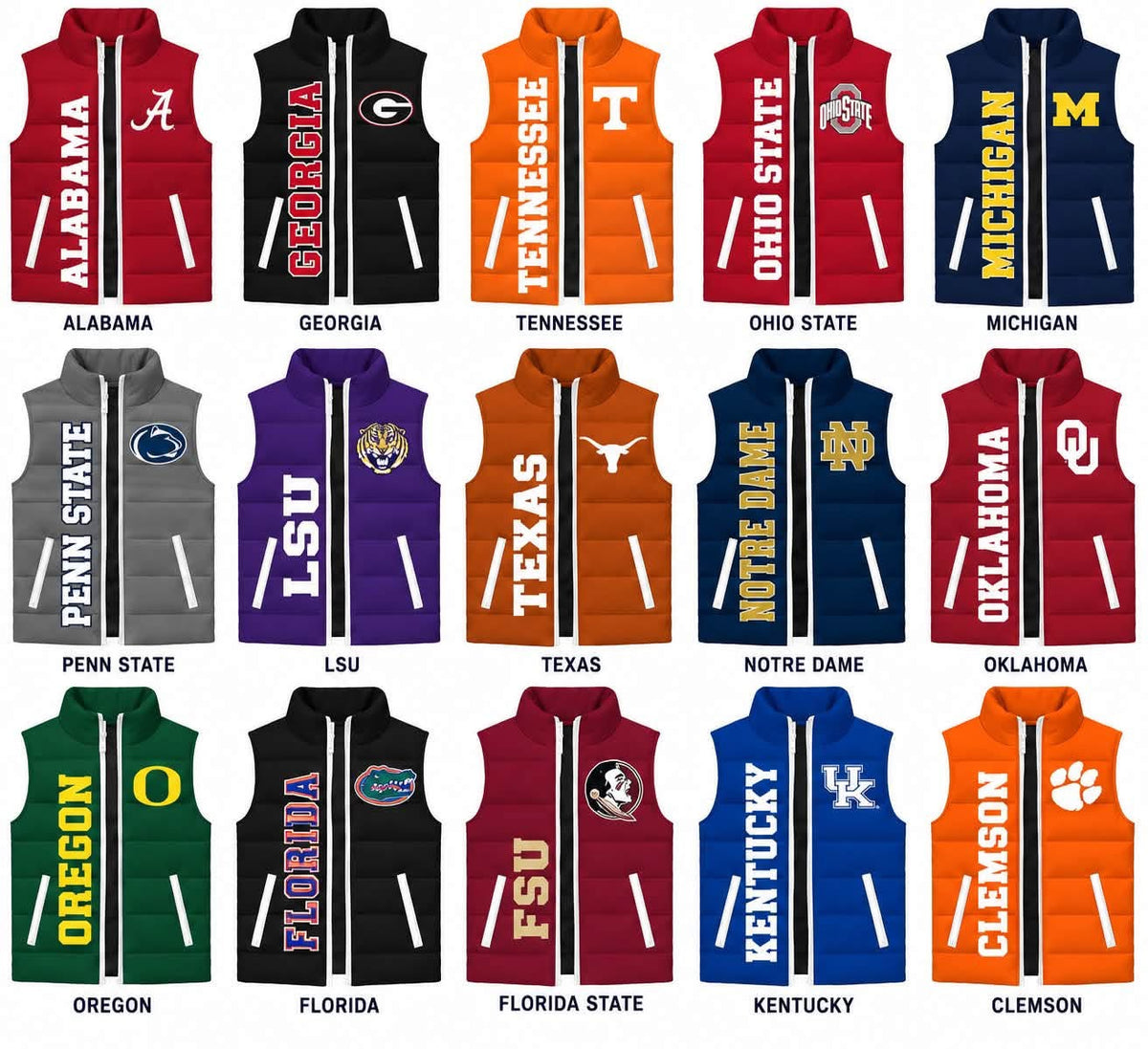 College Teams Puffer Vest