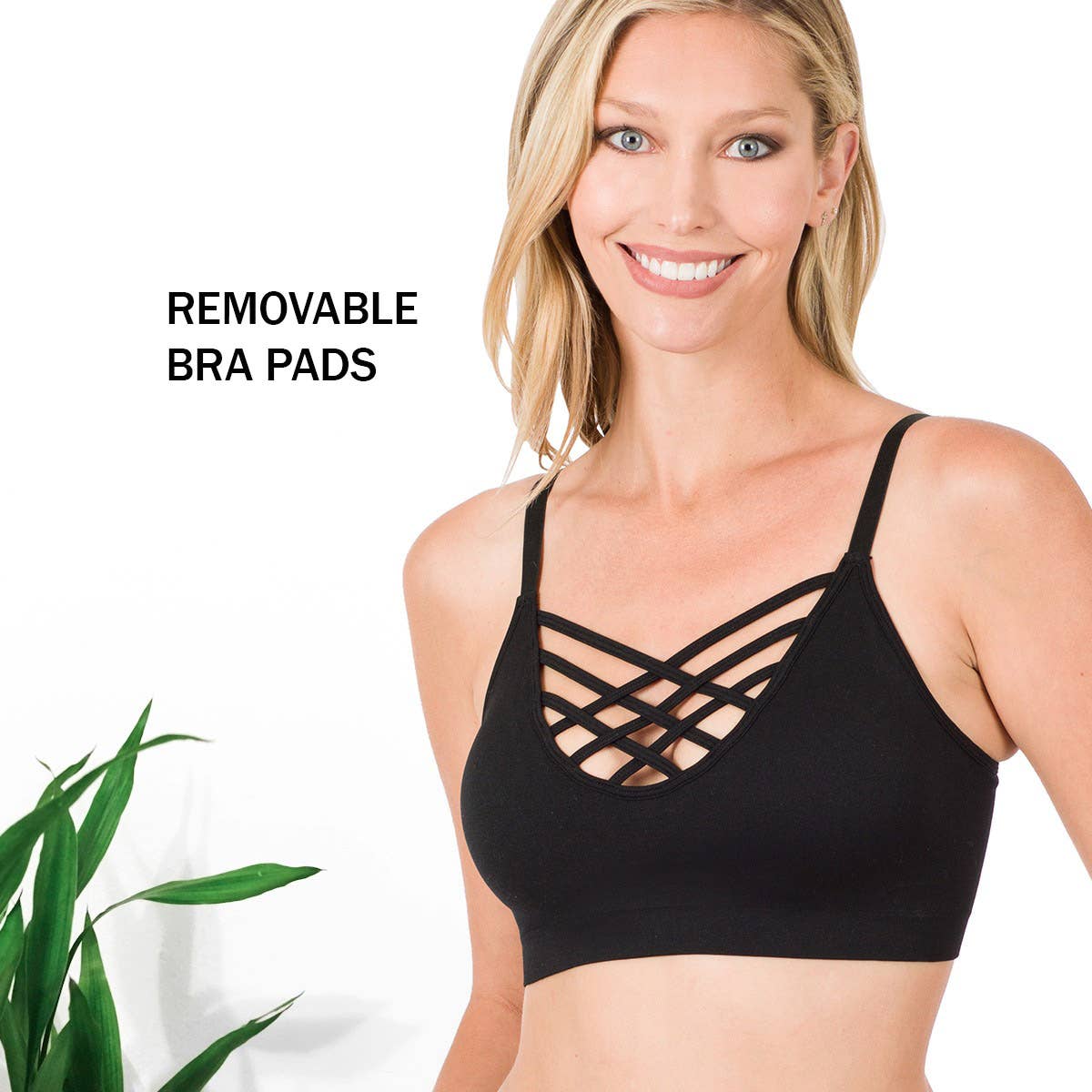..SI-12748 Lattice Bralette With Removable Bra Pads: NCORALPINK-134258 / L/XL