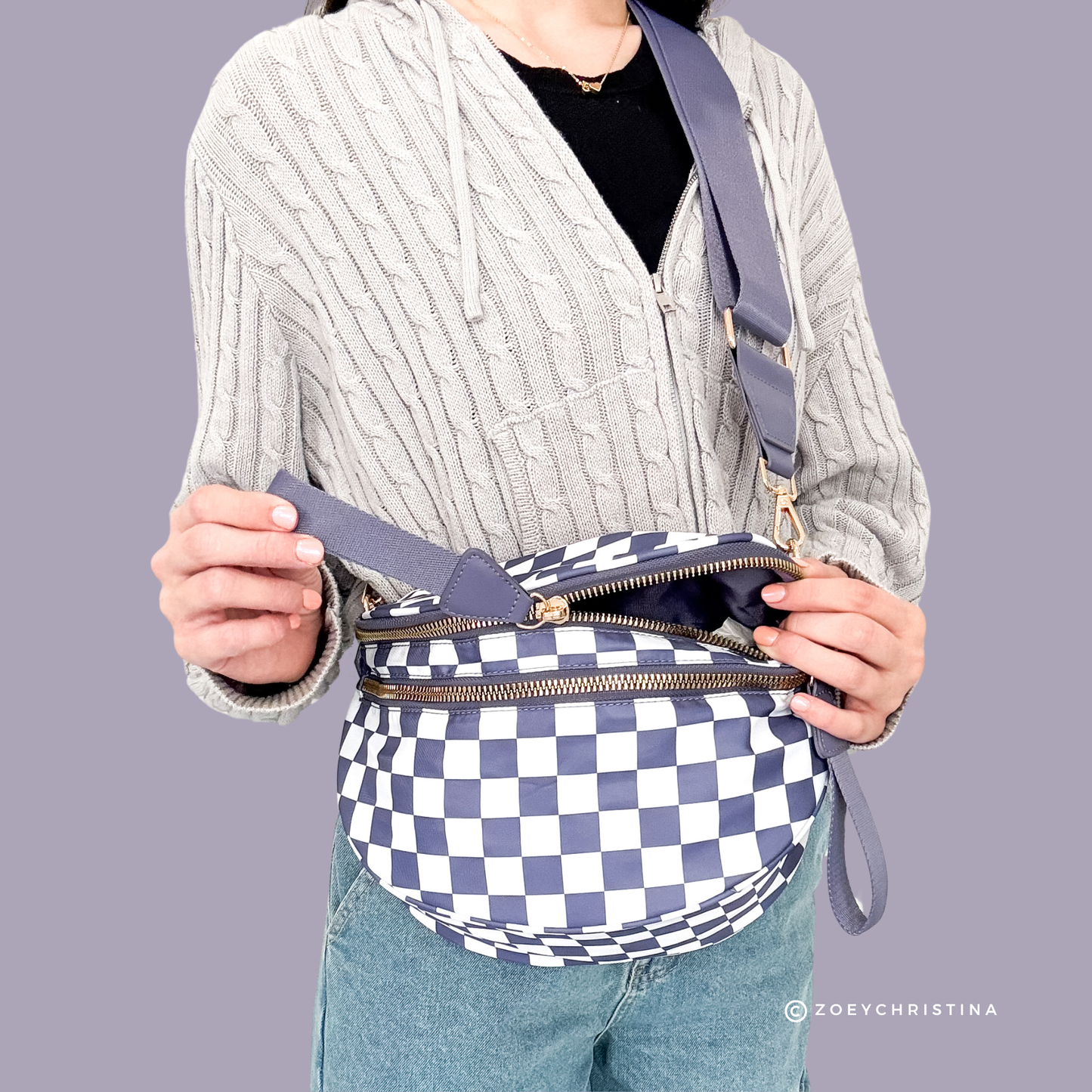 Crossbody Zipper Bag – 7 Colors, Removable Strap, Stylish: Black