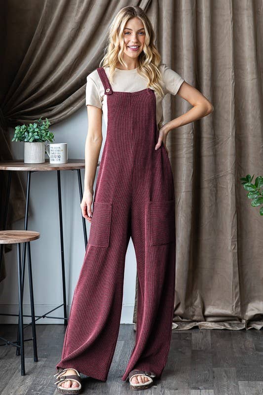 EP6810-10 SLEEVELESS SOLID URBAN RIBBED JUMPSUITS: CHARCOAL / 2-2-2 (S-M-L)