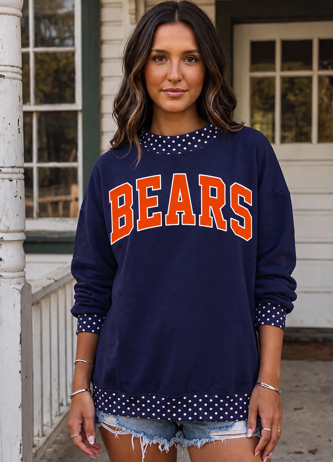 Chi Bears Polka Dot Mock Neck Sweatshirt