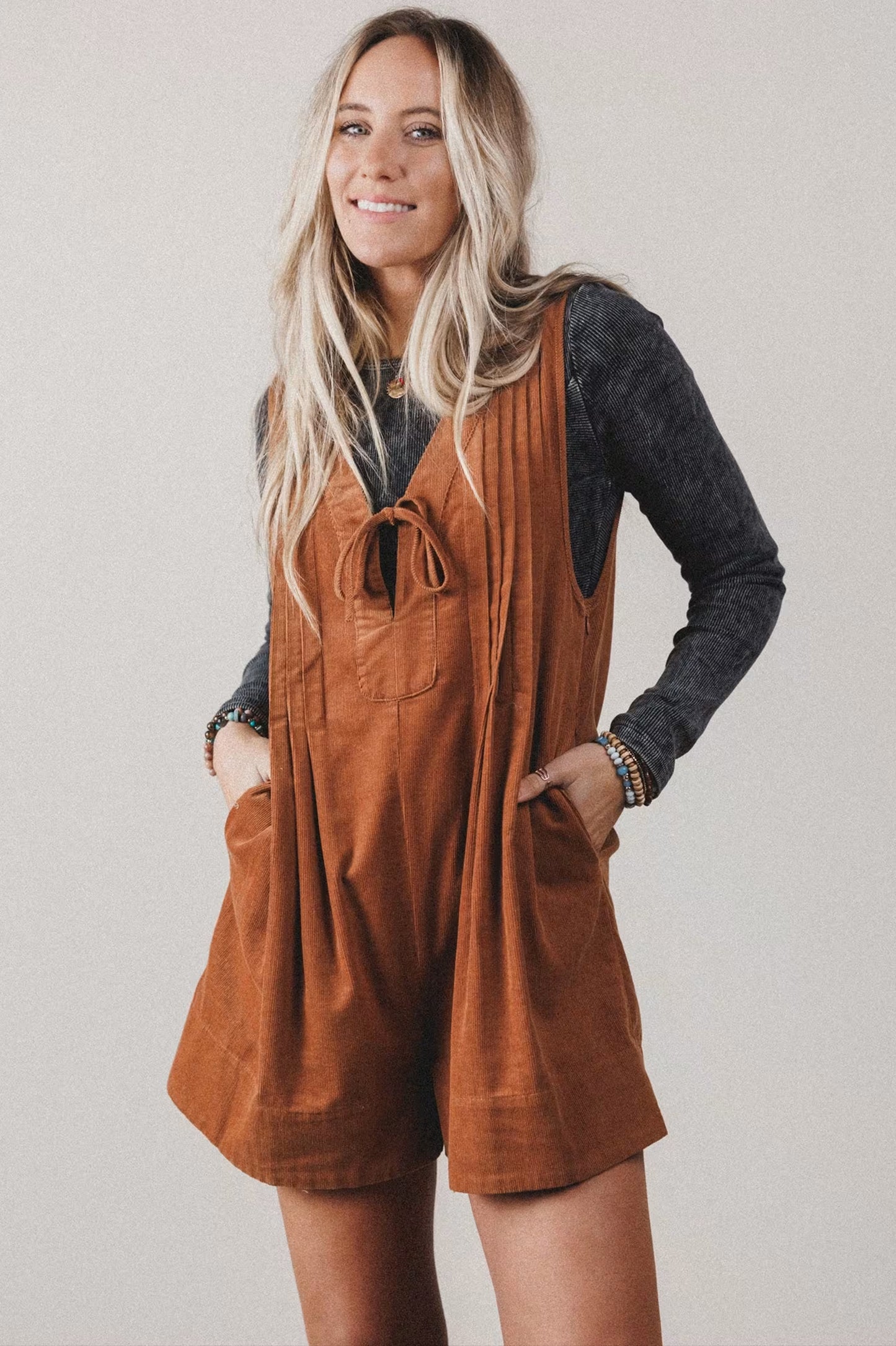 Corduroy Sleeveless Romper