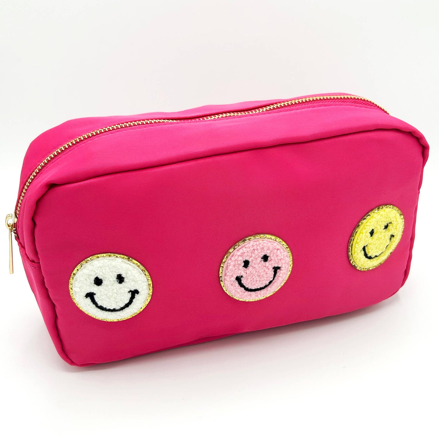 Cosmetic or Toiletry Bag with Varsity Letter Patches: Black with GLAM