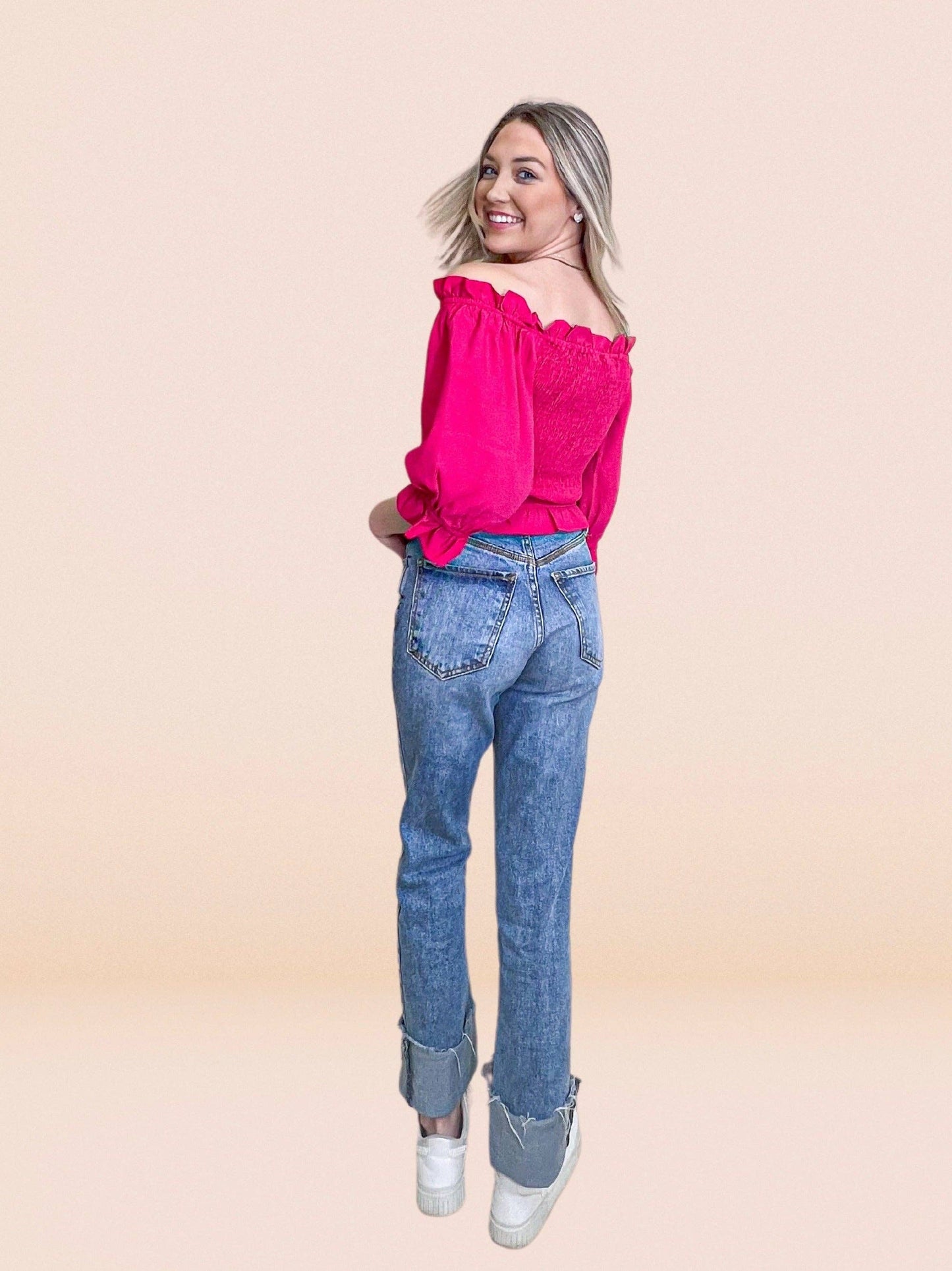 Limitless Too Stretch Contemporary Top in Hot Pink: Hot Pink / Large