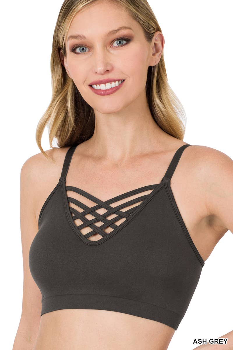..SI-12748 Lattice Bralette With Removable Bra Pads: GREENMINT-111326 / S/M