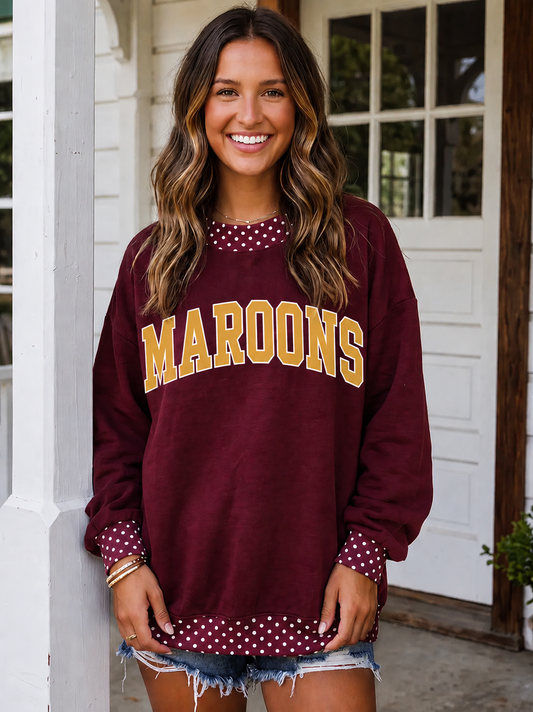 Maroons Polka Dot Mock Neck Sweatshirt