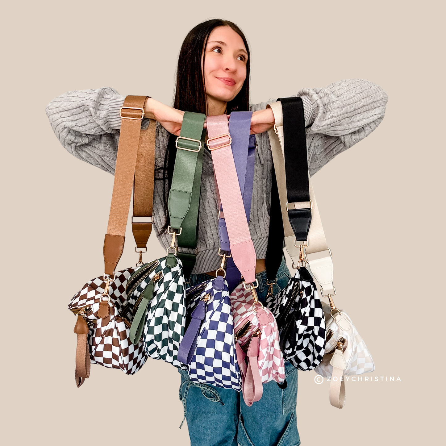 Crossbody Zipper Bag – 7 Colors, Removable Strap, Stylish: Brown