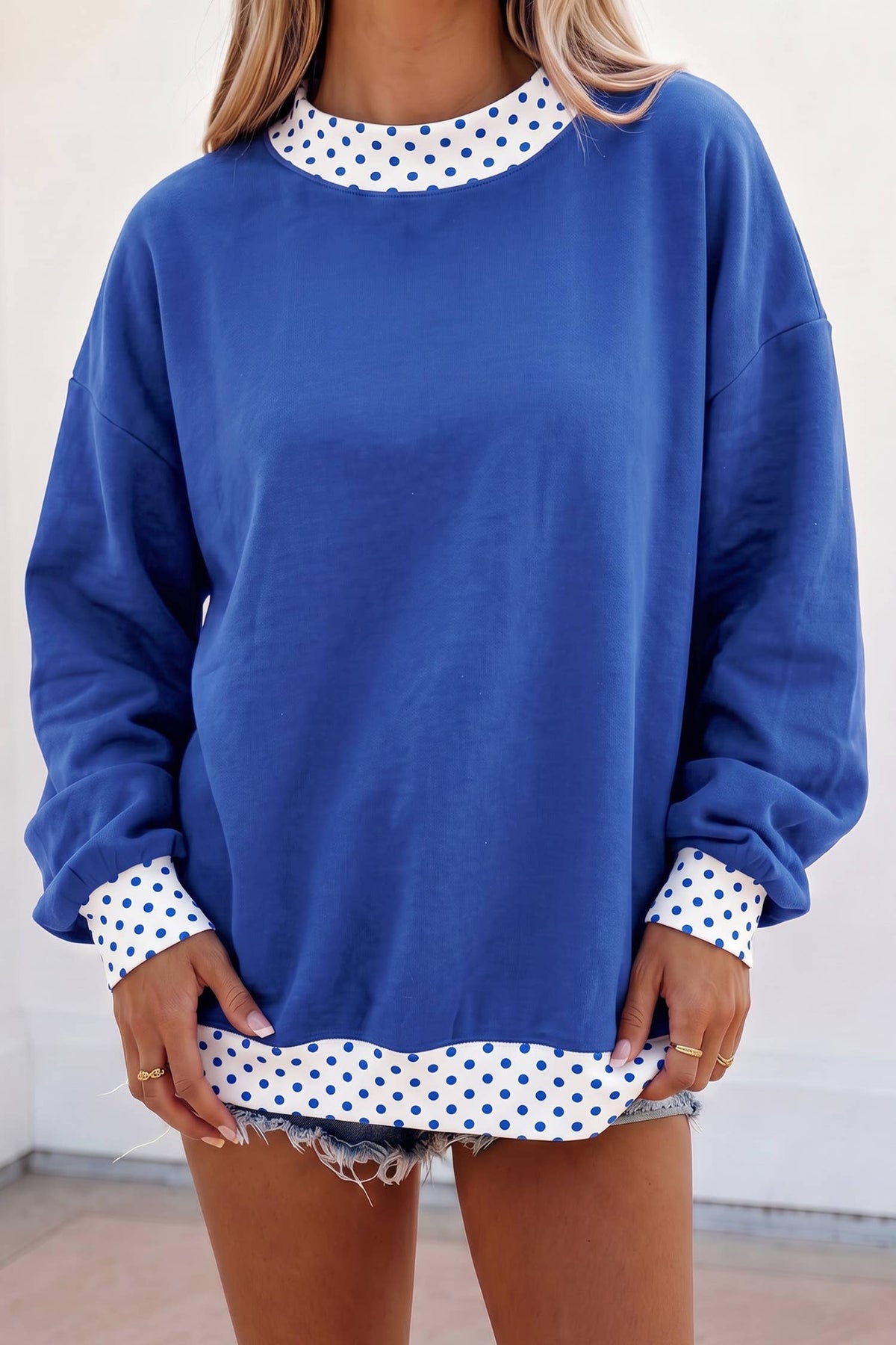 F/W26 HOT Polka Dot Mock Neck Sweatshirt | S-4X: Polka Dot-Racing Red / Plus-3X