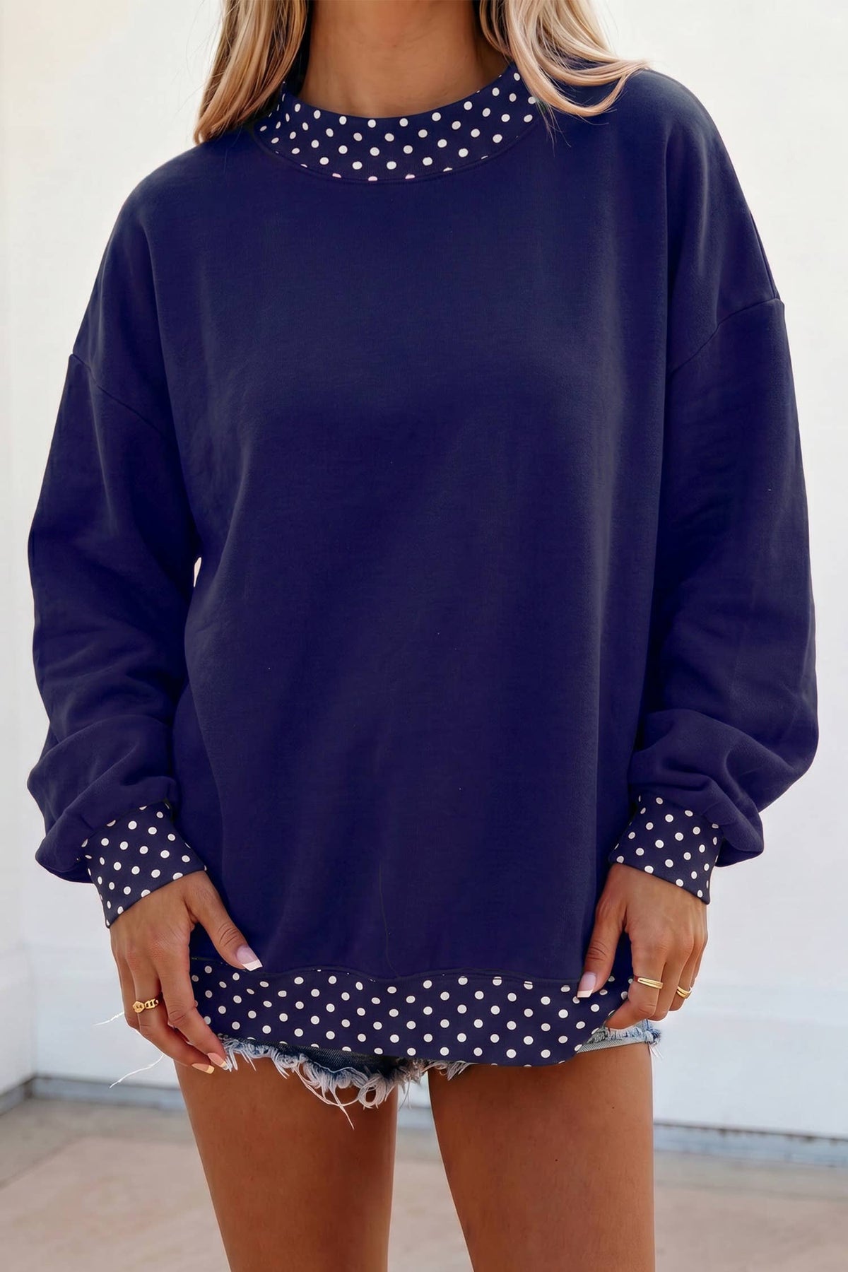 F/W26 HOT Polka Dot Mock Neck Sweatshirt | S-4X: Polka Dot-Racing Red / XL