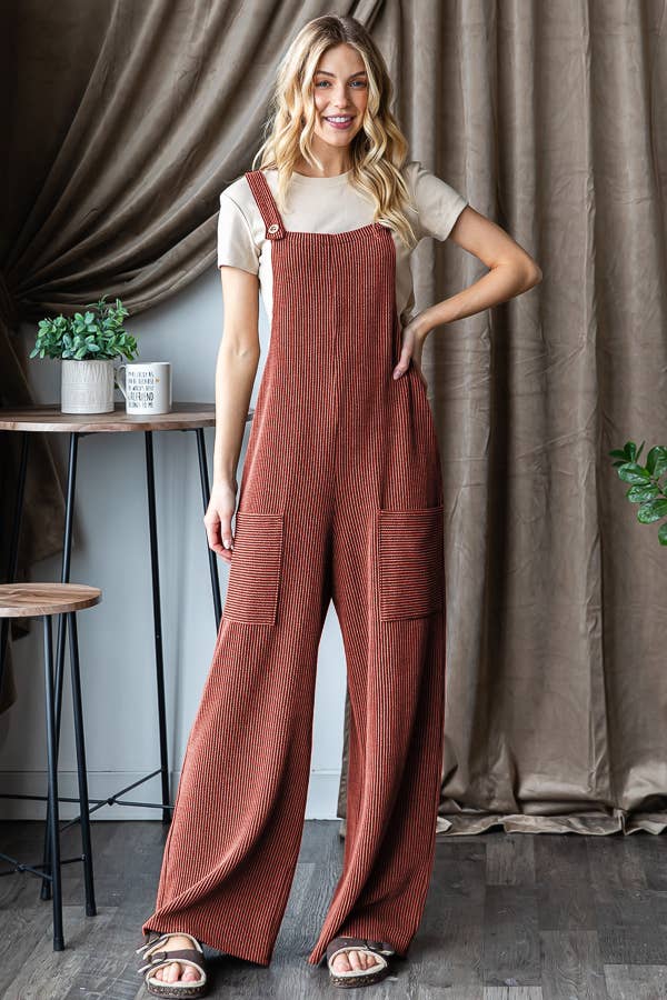 EP6810-10 SLEEVELESS SOLID URBAN RIBBED JUMPSUITS: CHARCOAL / 2-2-2 (S-M-L)