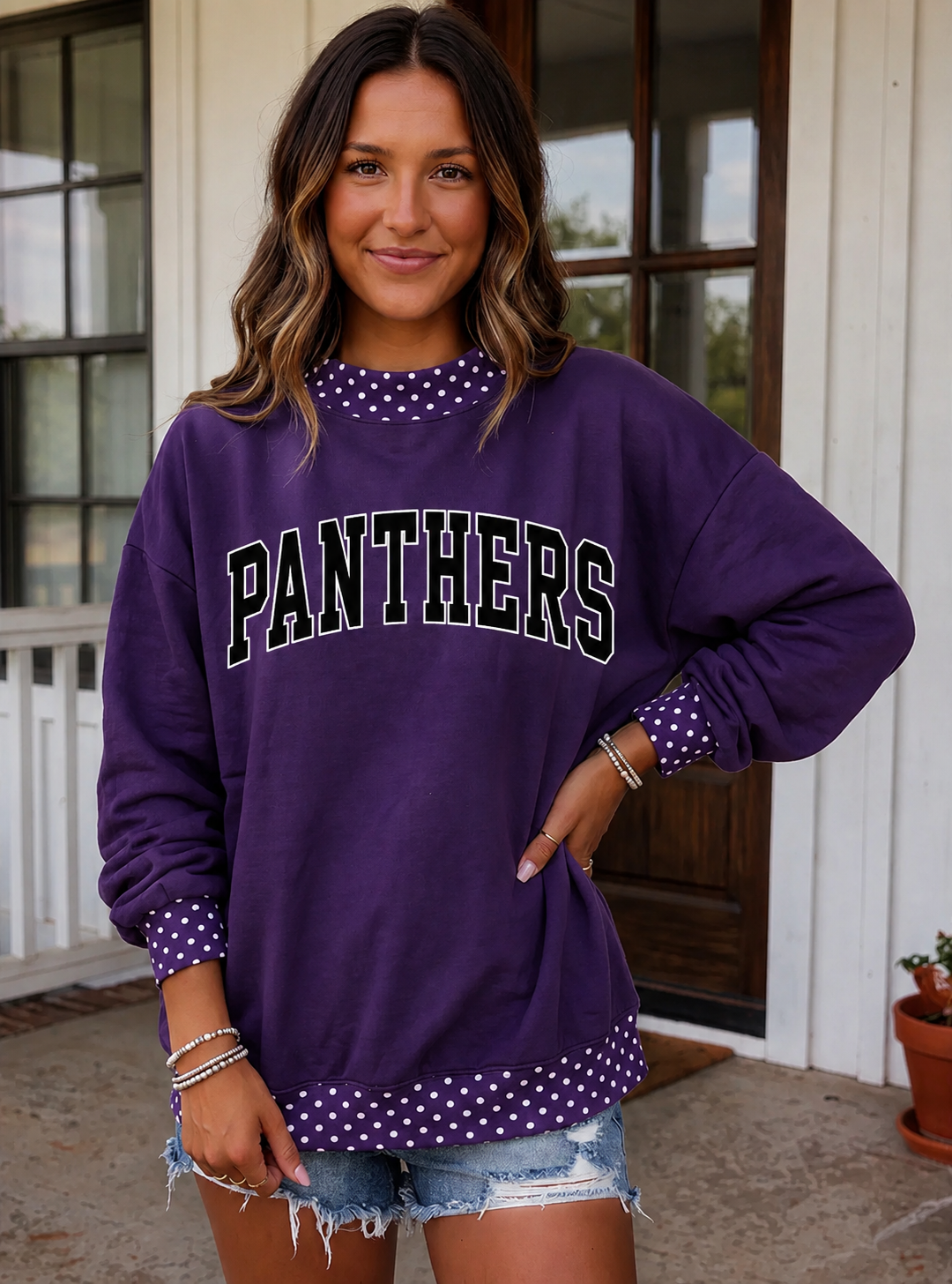 Delavan Panthers Polka Dot Mock Neck Sweatshirt
