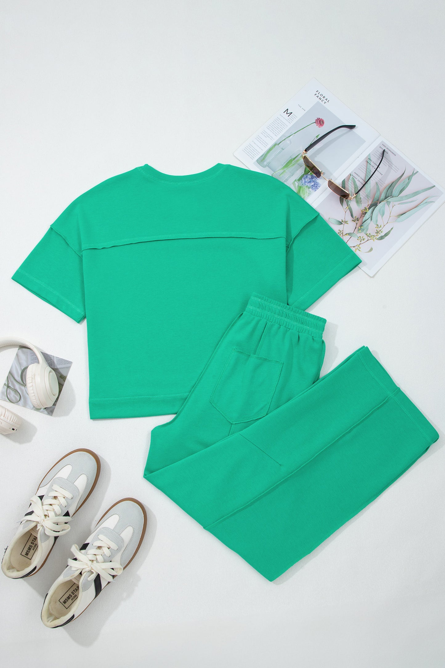 Racing Red Drop Shoulder Boxy Tee and Barrel Pants Set