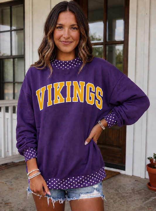 Vikings Polka Dot Mock Neck Sweatshirt