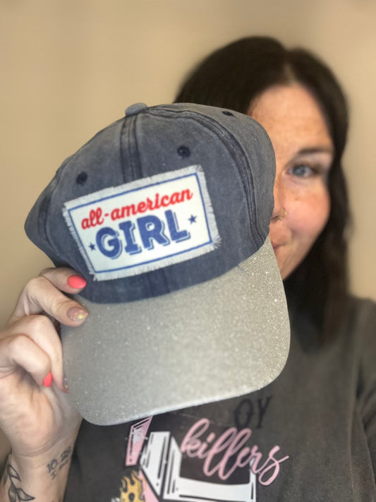 All American Girl w/ Glitter Baseball Cap