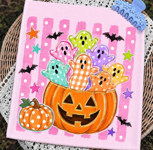 Colorful Ghosties & Pumpkin