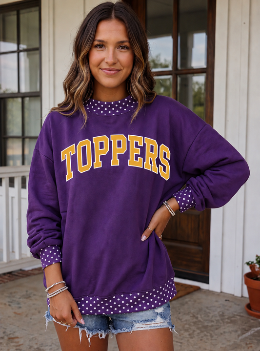 Toppers Polka Dot Mock Neck Sweatshirt