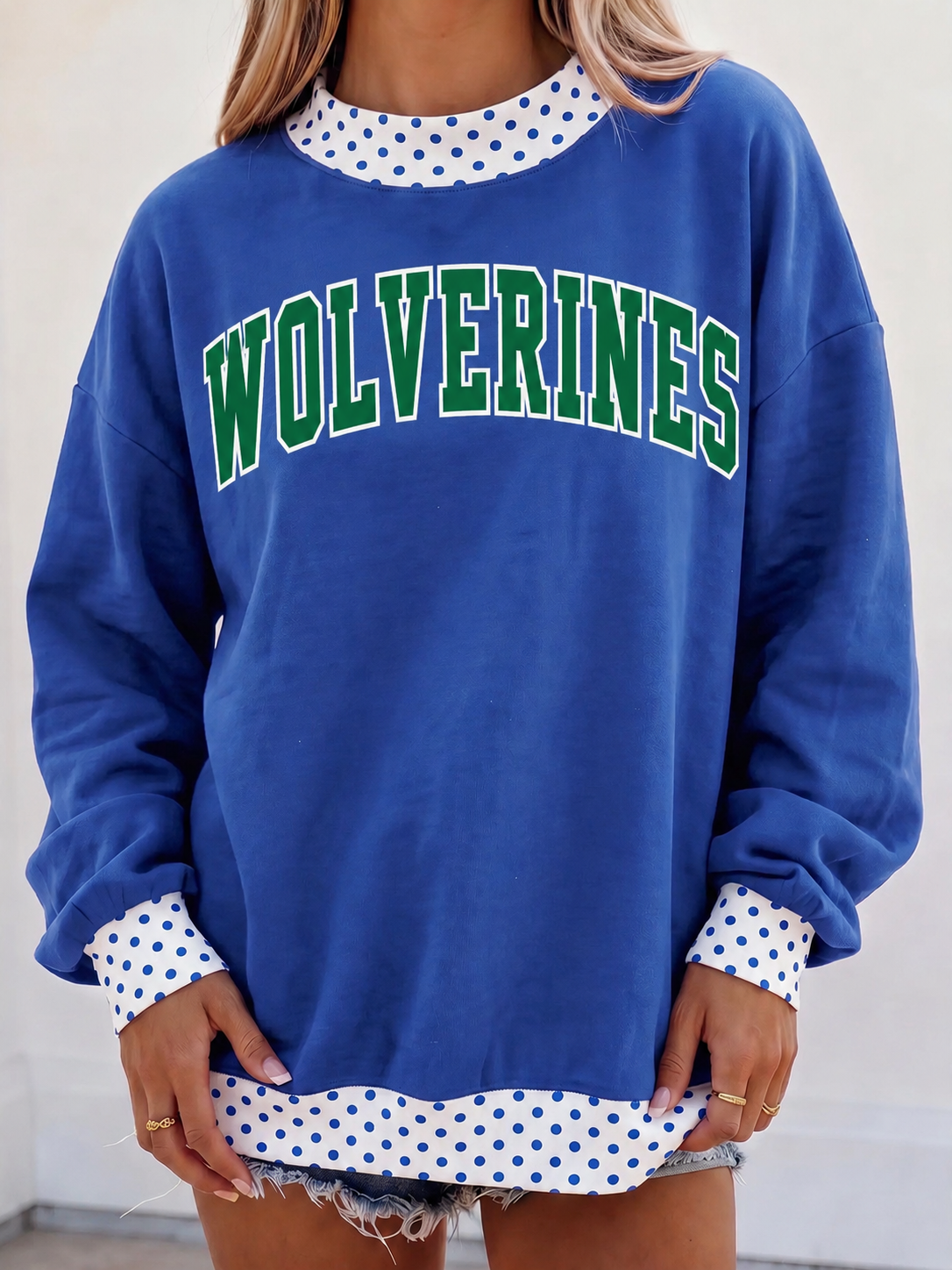 Wolverines Polka Dot Mock Neck Sweatshirt