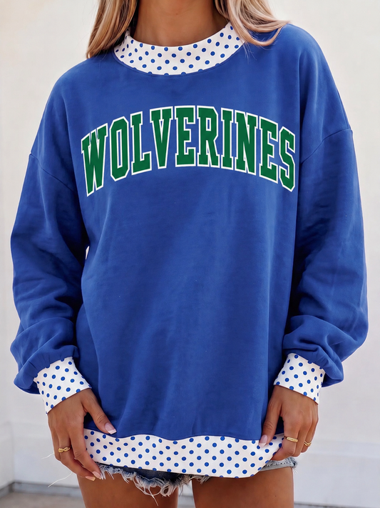 Wolverines Polka Dot Mock Neck Sweatshirt