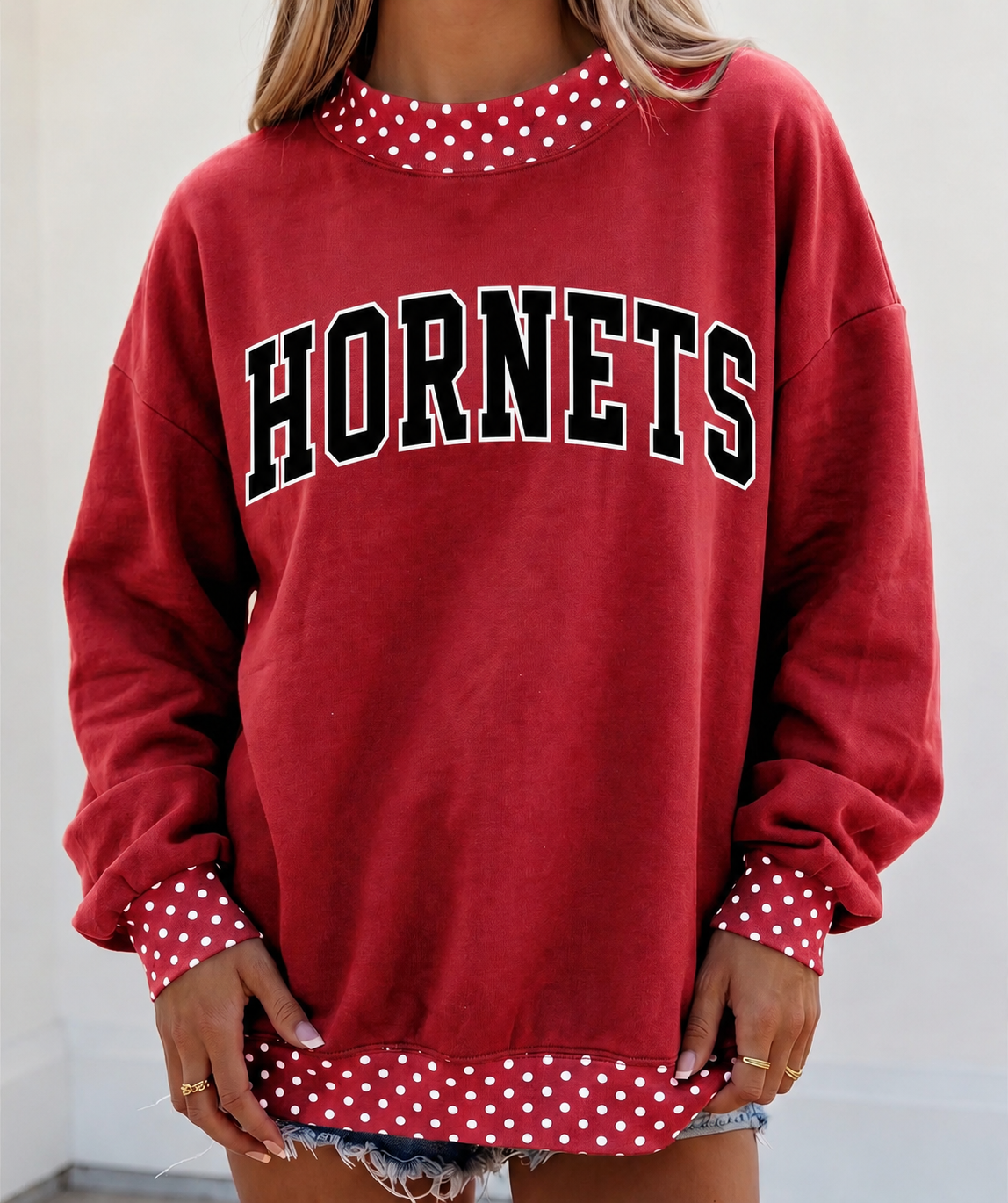 Hornets Polka Dot Mock Neck Sweatshirt