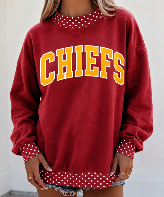 KC Chiefs Polka Dot Mock Neck Sweatshirt