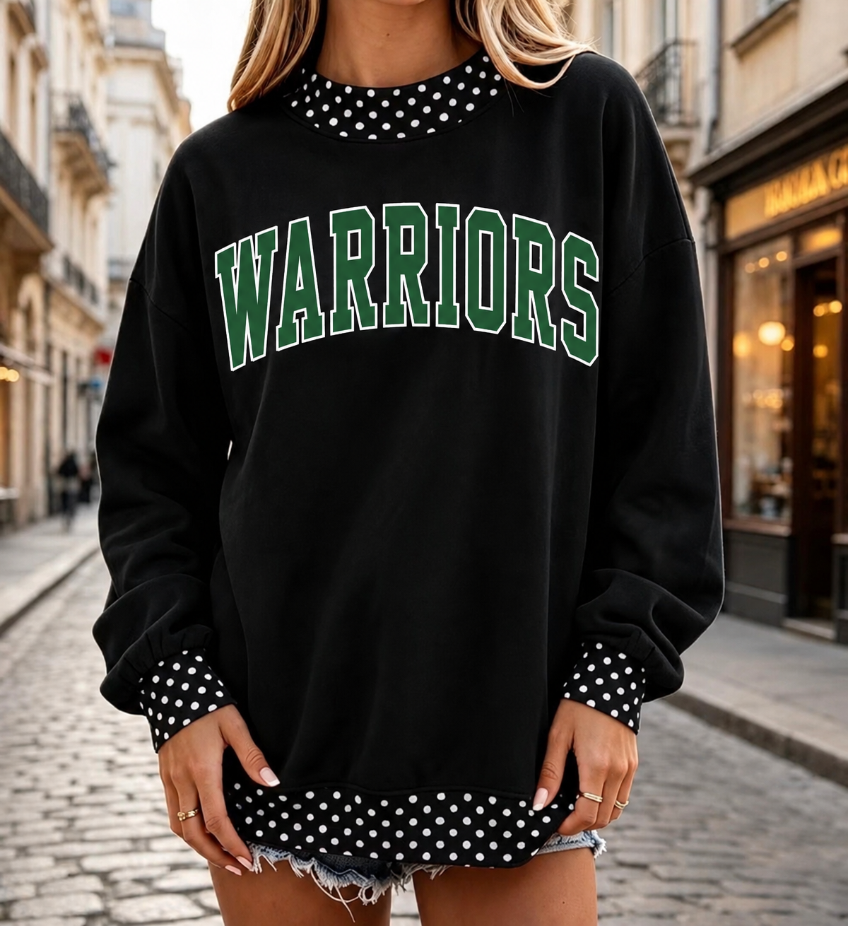 Warriors Polka Dot Mock Neck Sweatshirt