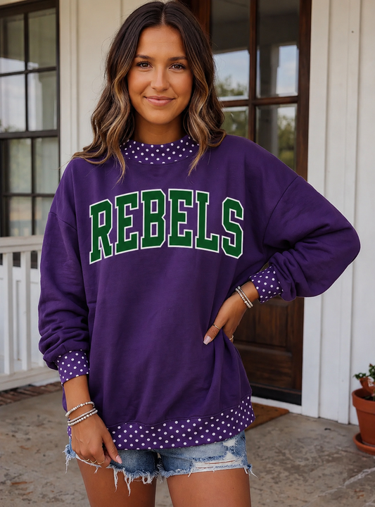 Rebels Polka Dot Mock Neck Sweatshirt
