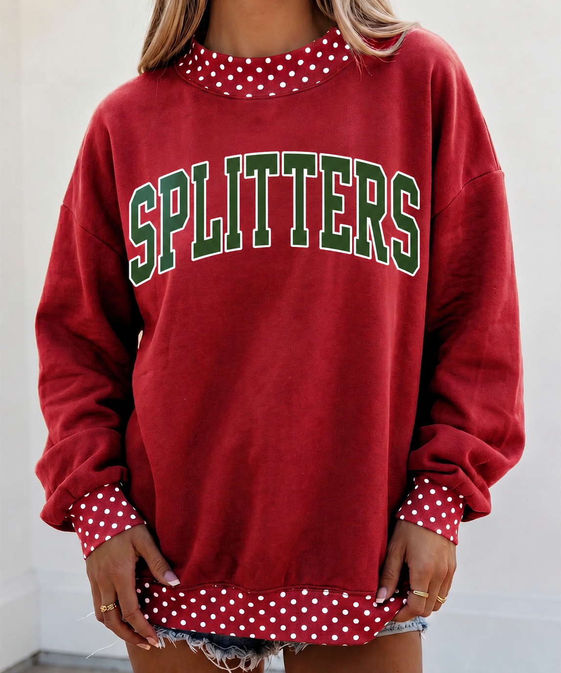 Splitters Polka Dot Mock Neck Sweatshirt