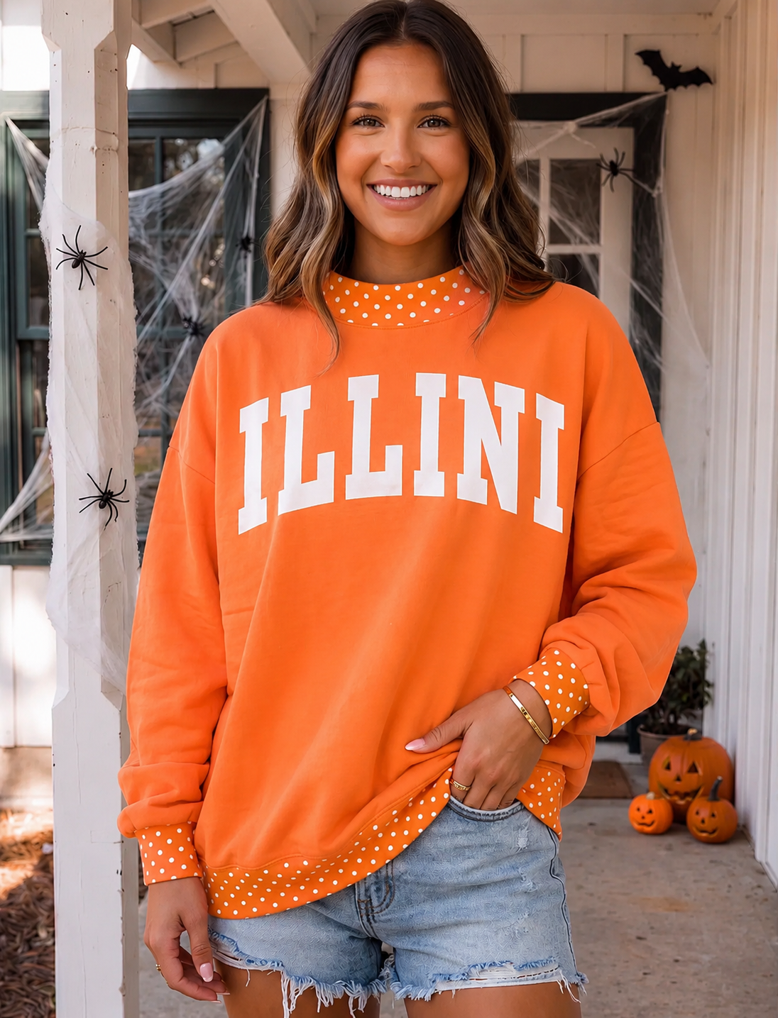 Illini Polka Dot Mock Neck Sweatshirt