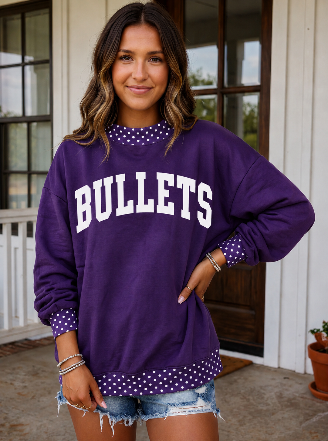 Bullets Polka Dot Mock Neck Sweatshirt