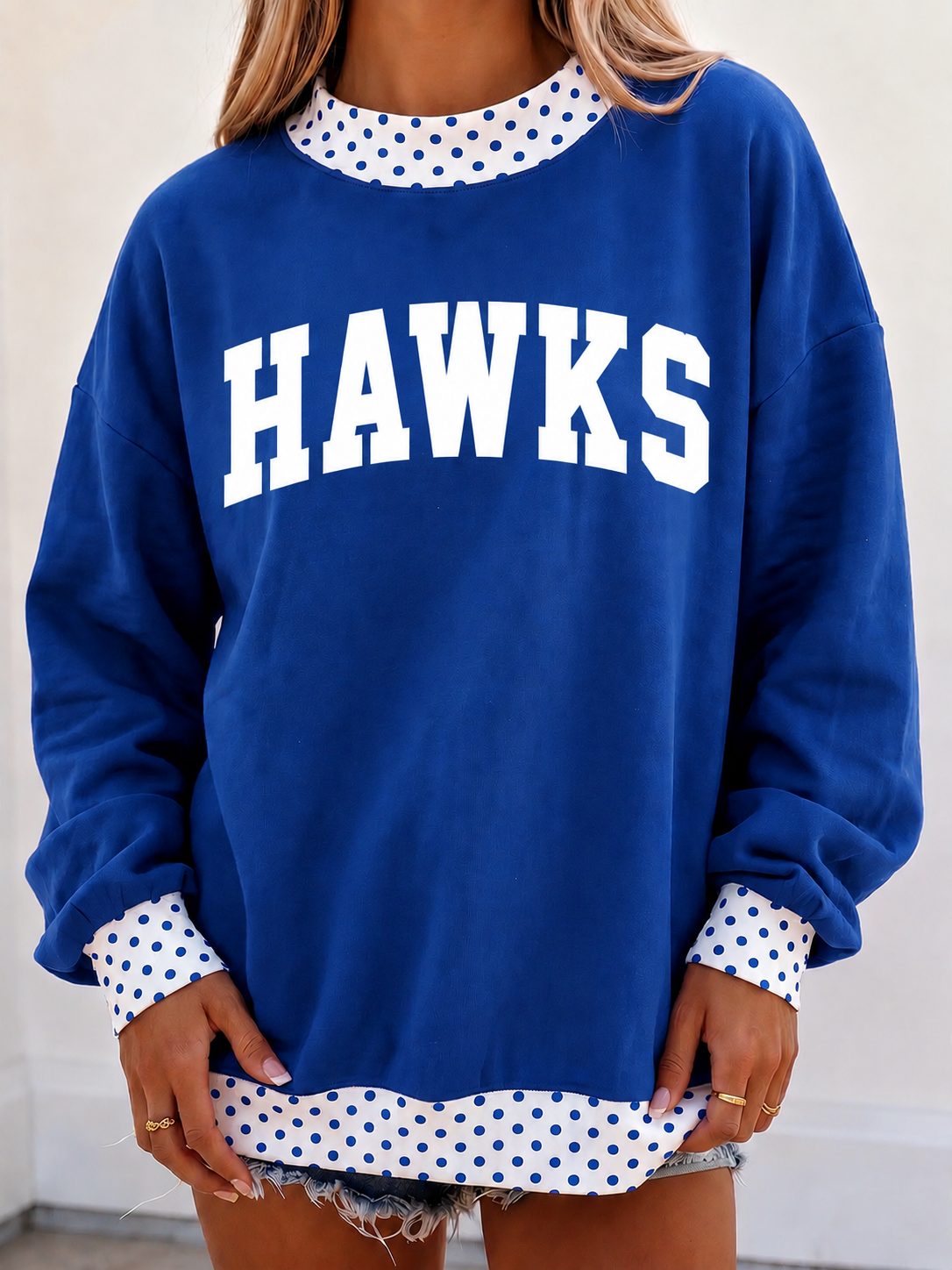 Hawks Polka Dot Mock Neck Sweatshirt