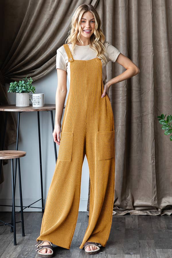 EP6810-10 SLEEVELESS SOLID URBAN RIBBED JUMPSUITS: CHARCOAL / 2-2-2 (S-M-L)