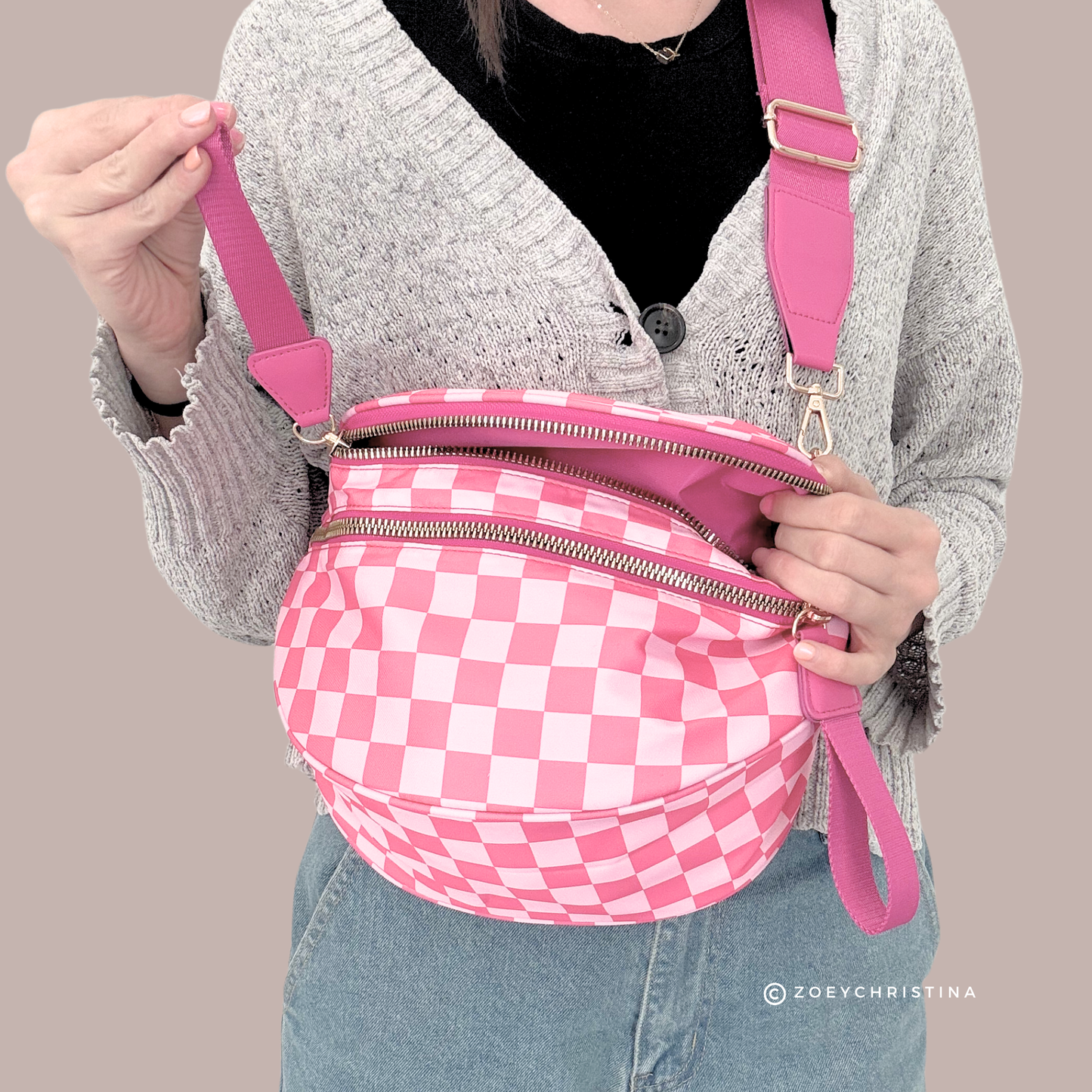 Crossbody Zipper Bag – 7 Colors, Removable Strap, Stylish: Purple