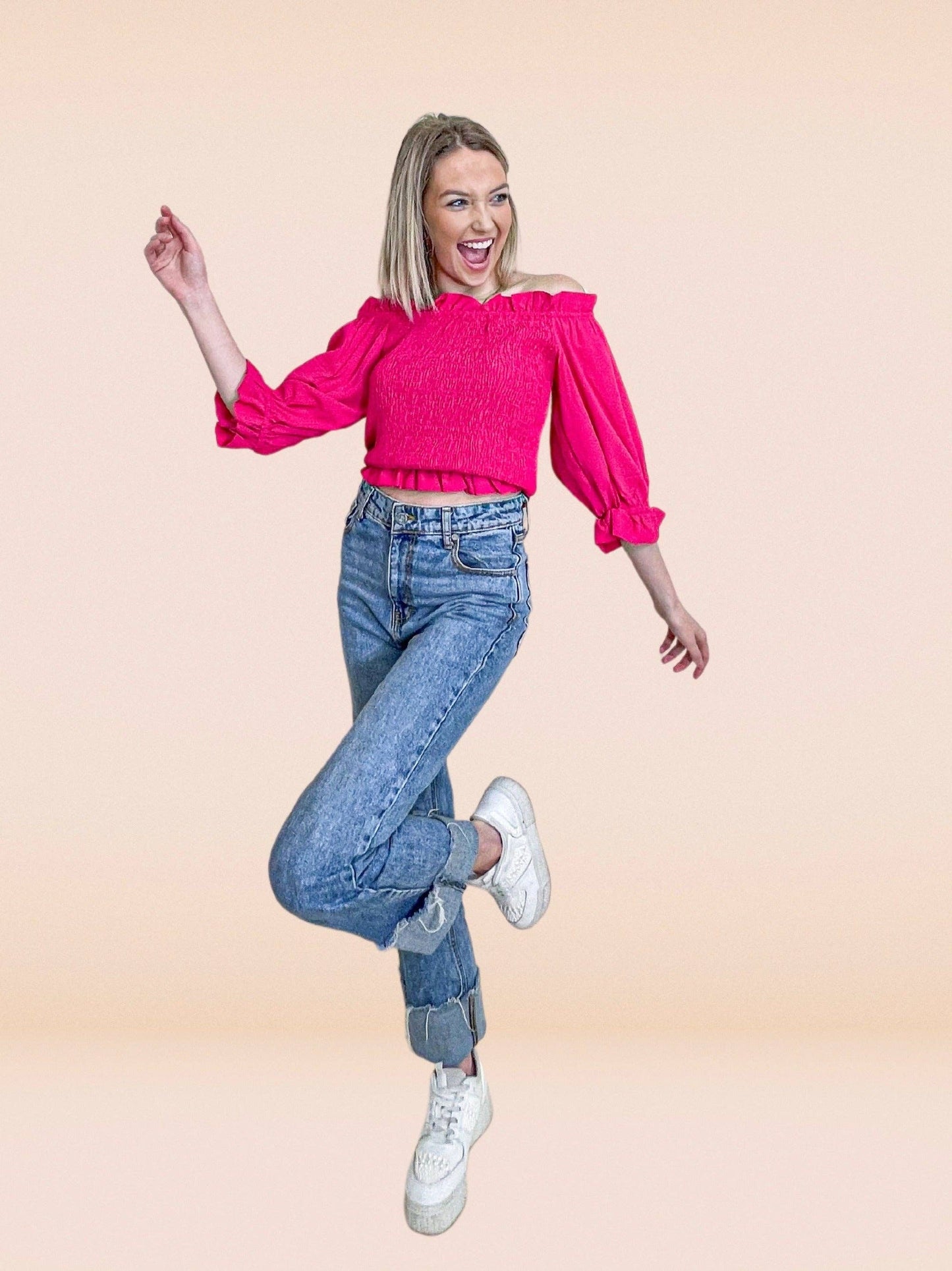 Limitless Too Stretch Contemporary Top in Hot Pink: Hot Pink / Large