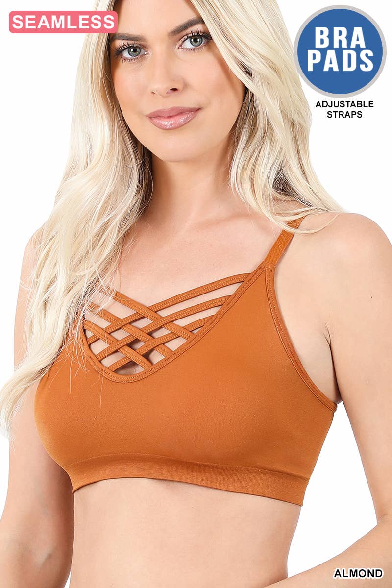 ..SI-12748 Lattice Bralette With Removable Bra Pads: NCORALPINK-134258 / L/XL