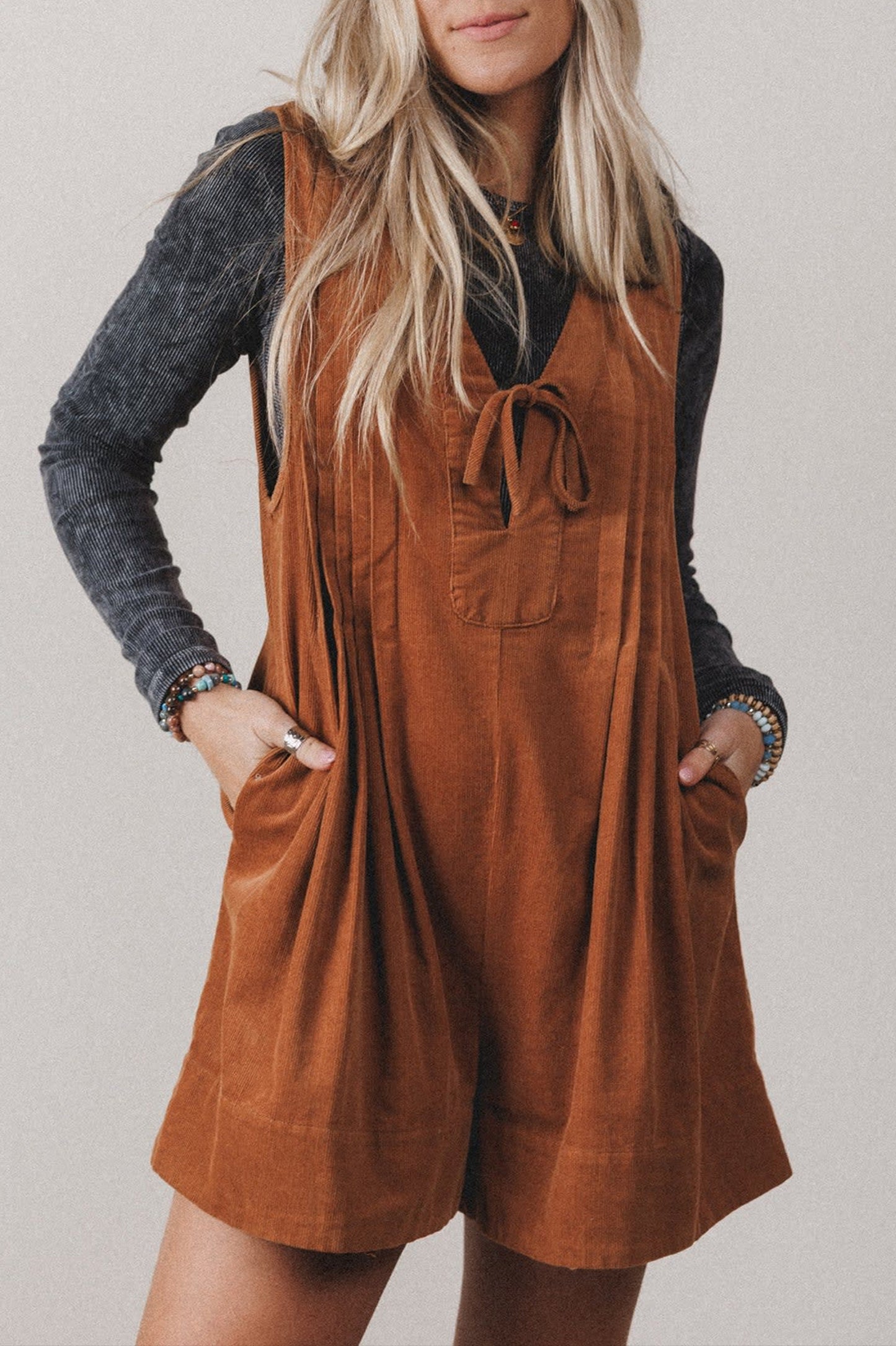 Corduroy Sleeveless Romper