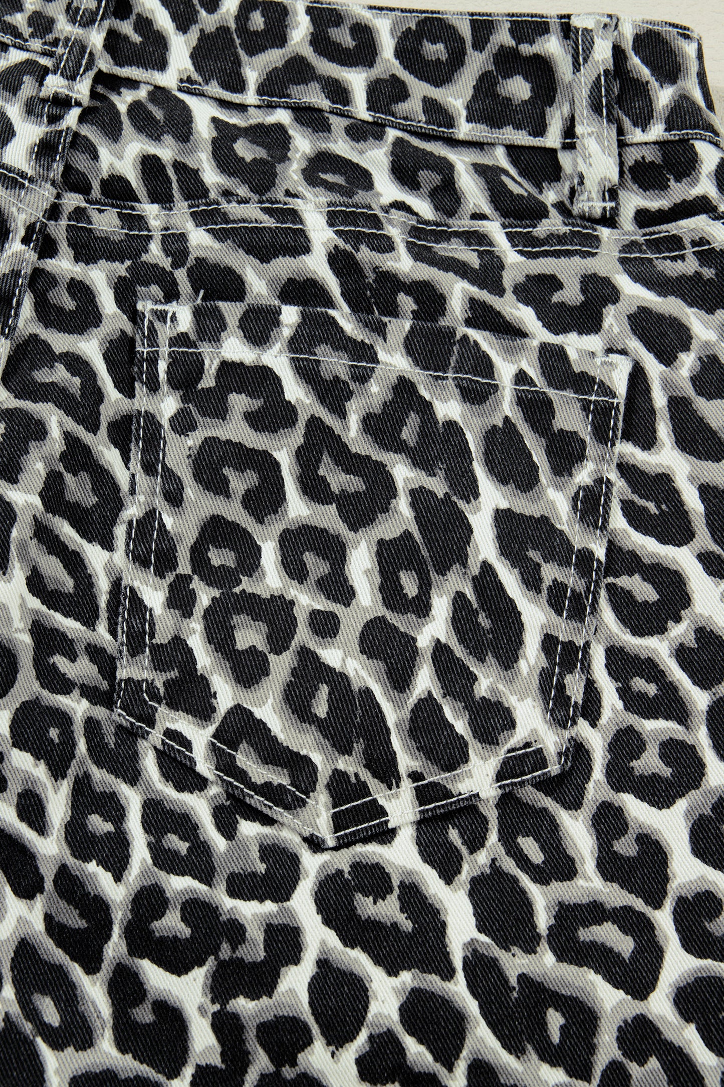 Black Leopard Print Barrel Jeans