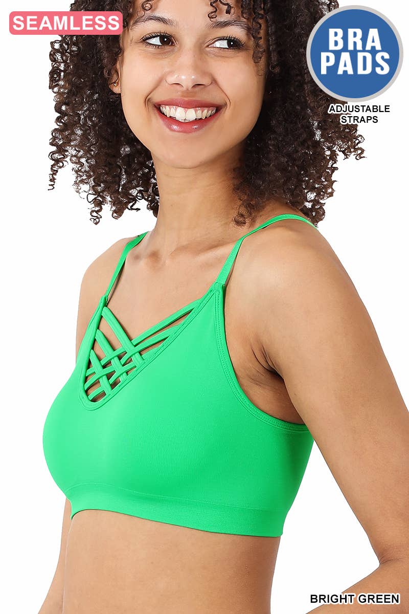 "._ Lattice Bralette With Removable Bra Pads: BLACK-58895 / S/M