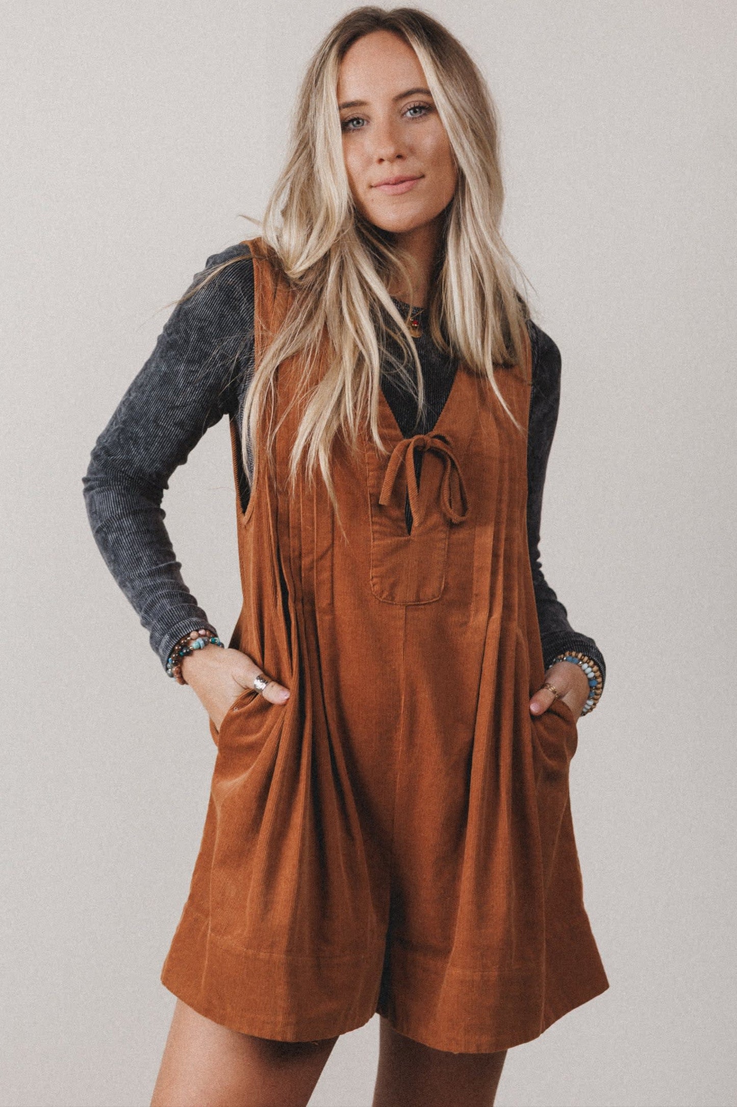 Corduroy Sleeveless Romper
