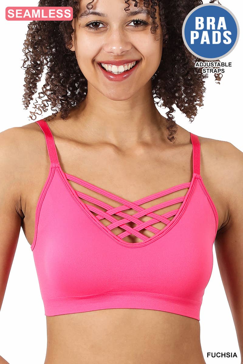 "._ Lattice Bralette With Removable Bra Pads: BLACK-58895 / S/M